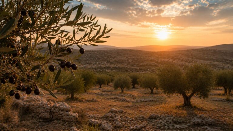Psalm 128 Commentary - Featured Image - Golden hour olive grove glow