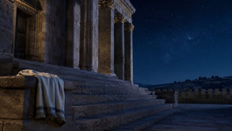 Psalm 134 Commentary - Featured Image - Serene night at ancient stone steps