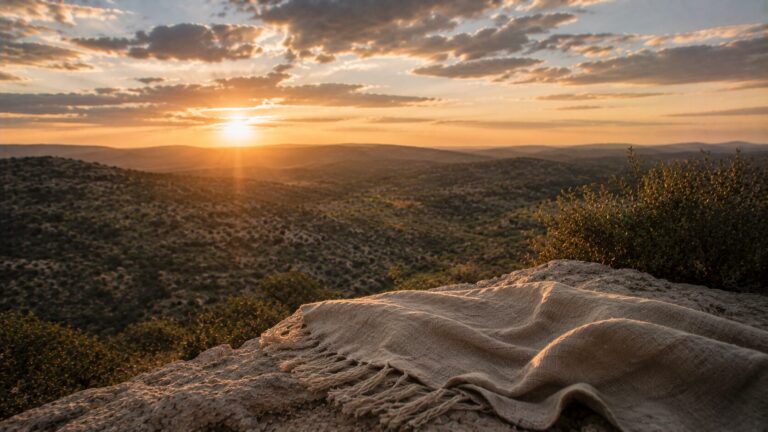 Psalm 139 Commentary - Featured Image - Sunset over rocky valley with draped cloth