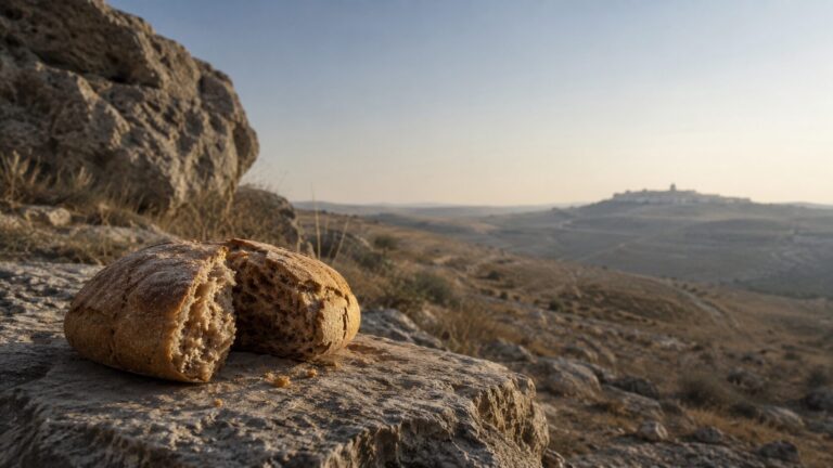 Psalm 14 Commentary - Featured Image - Rustic bread on rocky ledge