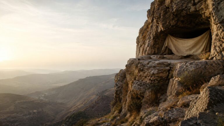 Psalm 27 Commentary - Featured Image - Cliffside retreat at dawn's light