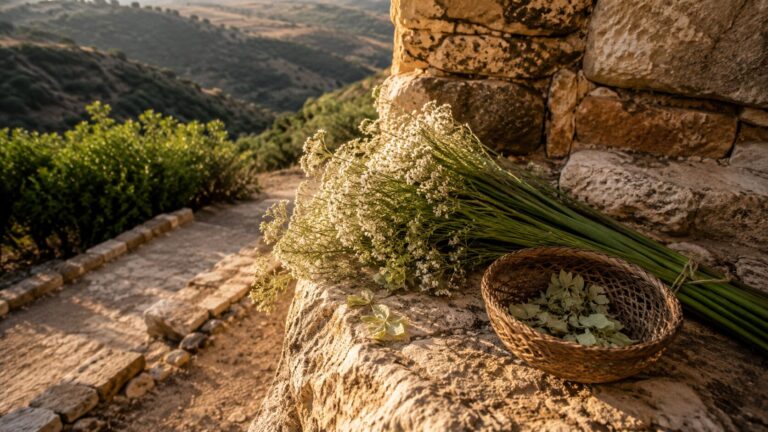 Song of Solomon 7 Commentary - Featured Image - Rustic stone terrace with flowers