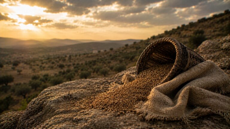 Amos 5 Commentary - Featured Image - Golden hour on a rocky hillside