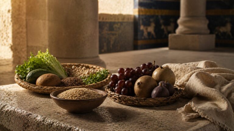 Daniel 1 Commentary - Featured Image - Rustic market still-life with sunlight