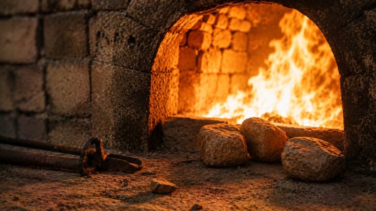 Daniel 3 Commentary - Featured Image - Ancient furnace with glowing flames