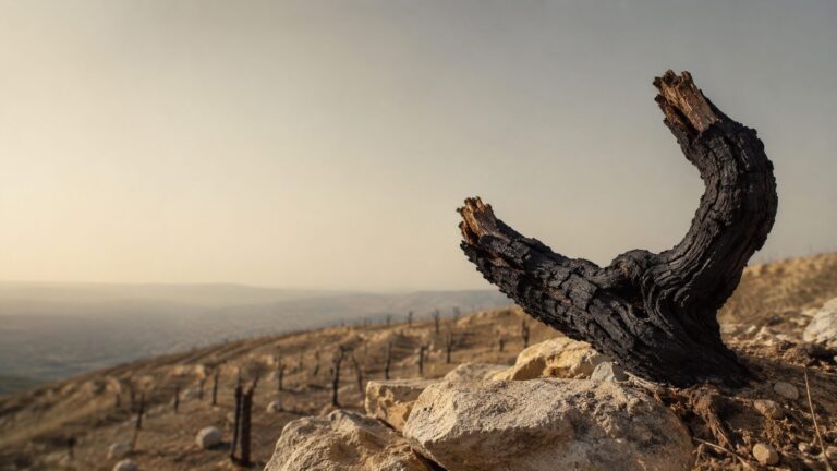 Ezekiel 15 Commentary - Featured Image - Charred stump on a barren hillside