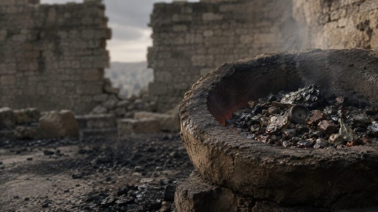 Ezekiel 22 Commentary - Featured Image - Abandoned forge in a ruined landscape