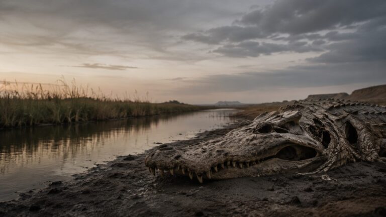 Ezekiel 32 Commentary - Featured Image - Dead reptile skull by calm water
