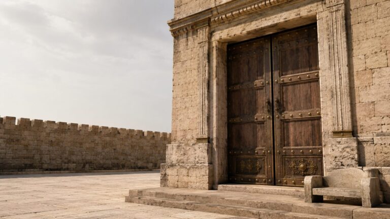 Ezekiel 44 Commentary - Featured Image - Ancient fortress entrance in daylight