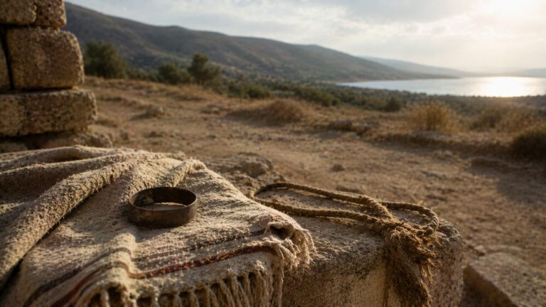 Hosea 3 Commentary - Featured Image - Rustic landscape with fabric and metal details