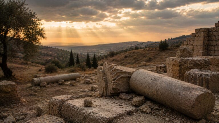 Hosea 9 Commentary - Featured Image - Ancient ruins bathed in golden light