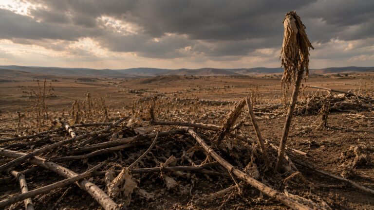 Joel 2 Commentary - Featured Image - Desolate landscape under stormy skies