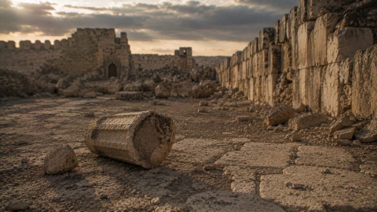 Lamentations 5 Commentary - Featured Image - Weathered ruins in the mist