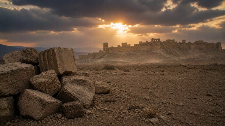 Zephaniah 2 Commentary - Featured Image - Ruins beneath the apocalyptic sunset