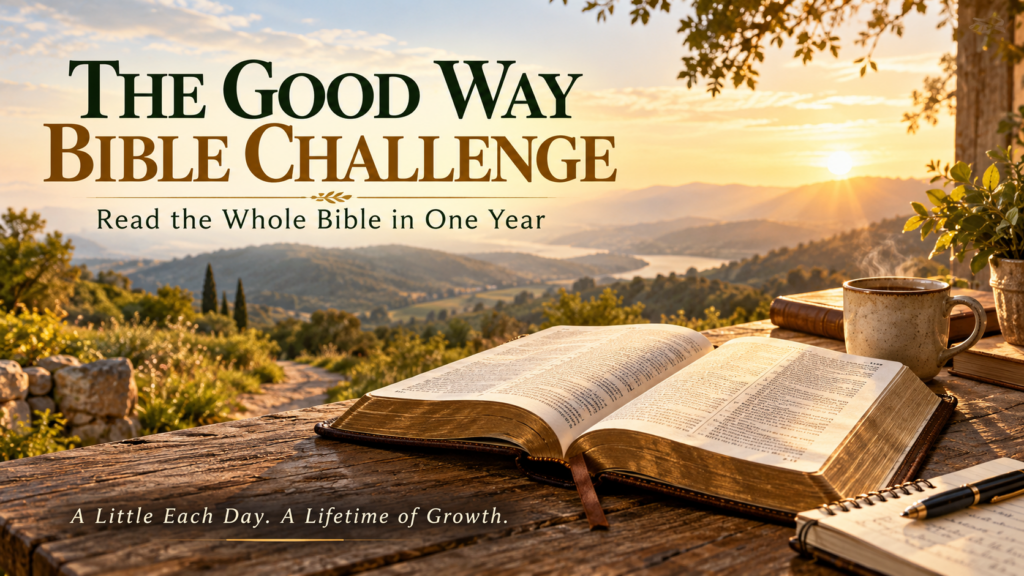The Good Way Bible Challenge Featured Image - Encouraging readers to read the whole bible in ONe Year. A few chapters a day lead to a lifetime of growth